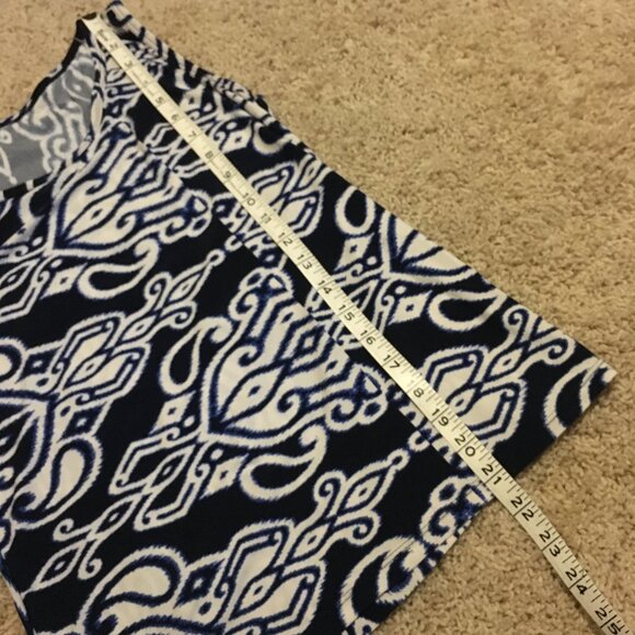 Tribal Print Navy Blue and White Stretchy Tank Top - Picture 11 of 11